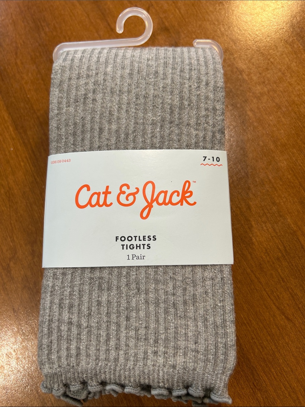Cat & Jack Light Gray Ribbed Footless gray Tights 7-10